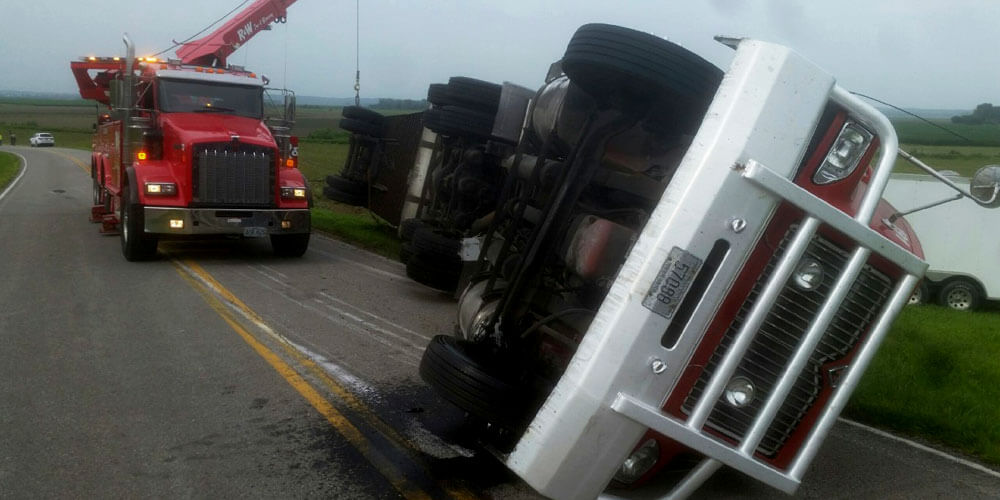Upturned Semi in Road