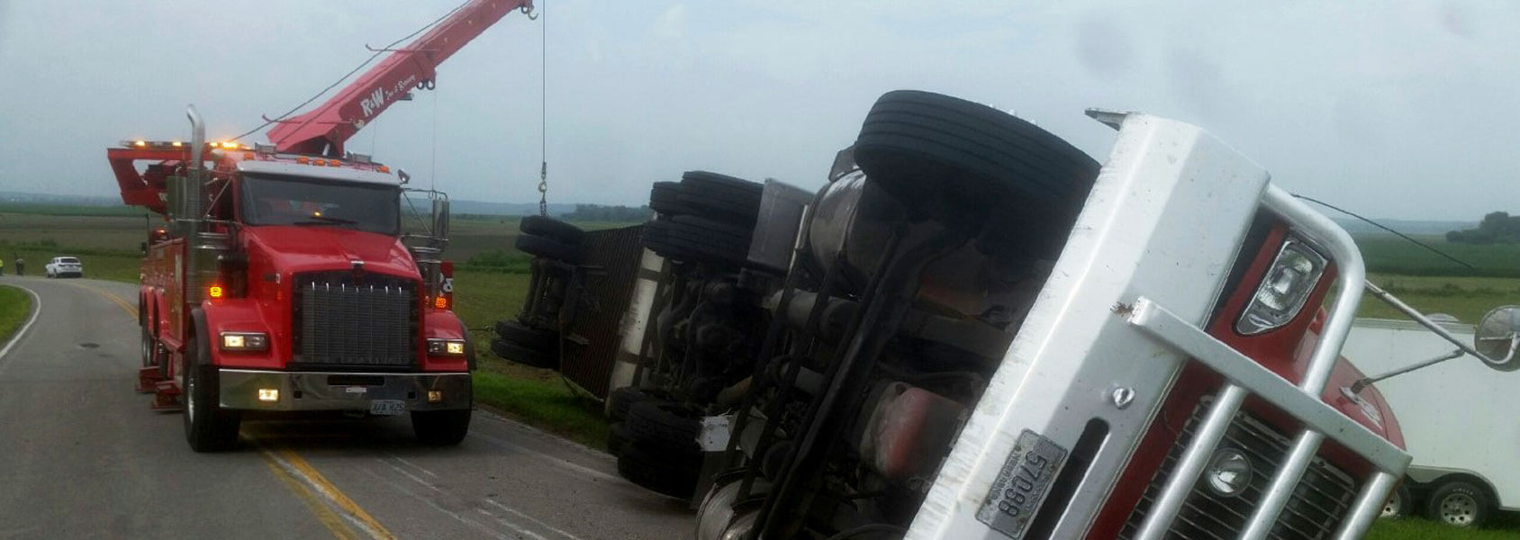 Upturned Semi in Road